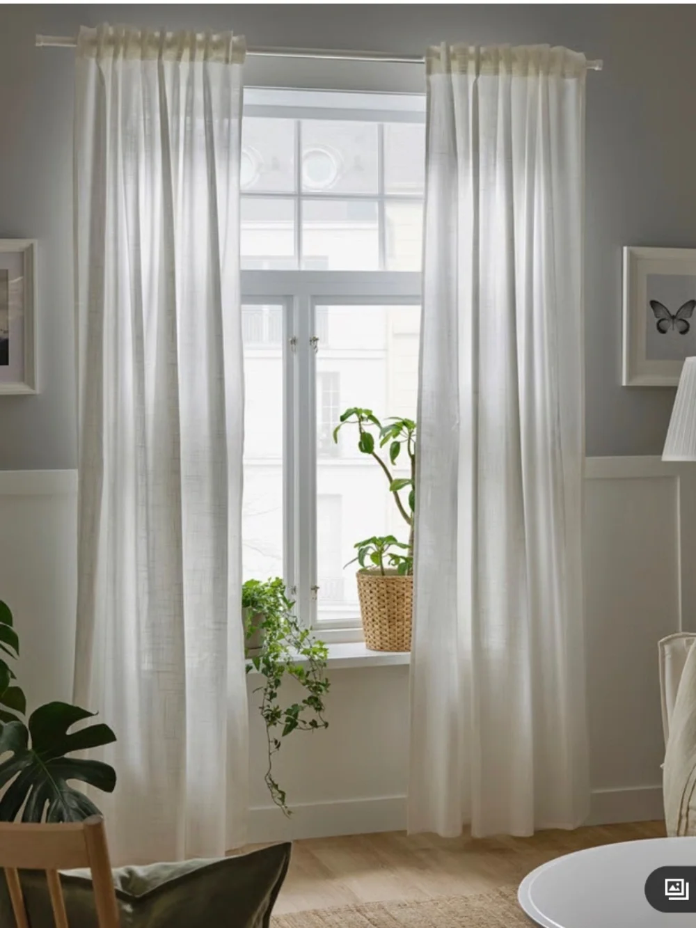 Brand New Ikea White Silverlonn 100% Cotton Curtains 2 Panels 57